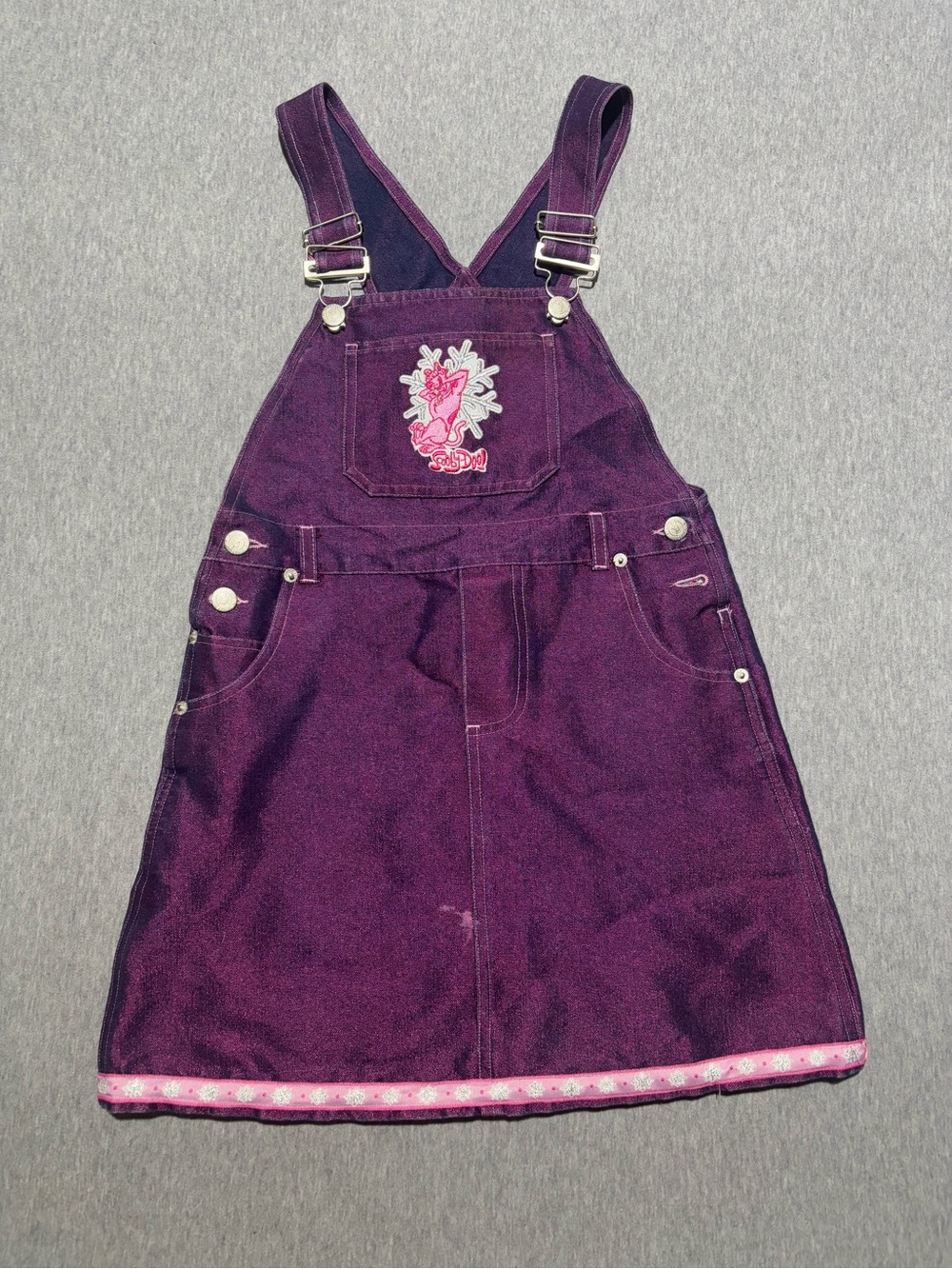 Scooby Doo Vintage Girls' Purple Overall Dress with Embroidered Front Pocket
